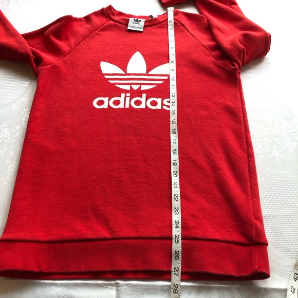 Adidas Activewear Red Terry Pullover Sweatshirt Large Logo Print Women’s Size XS - Picture 8 of 16